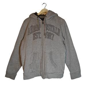 Aeropostale Sherpa Lined Zip Hoodie Gray Logo Est 1987 Size L/G